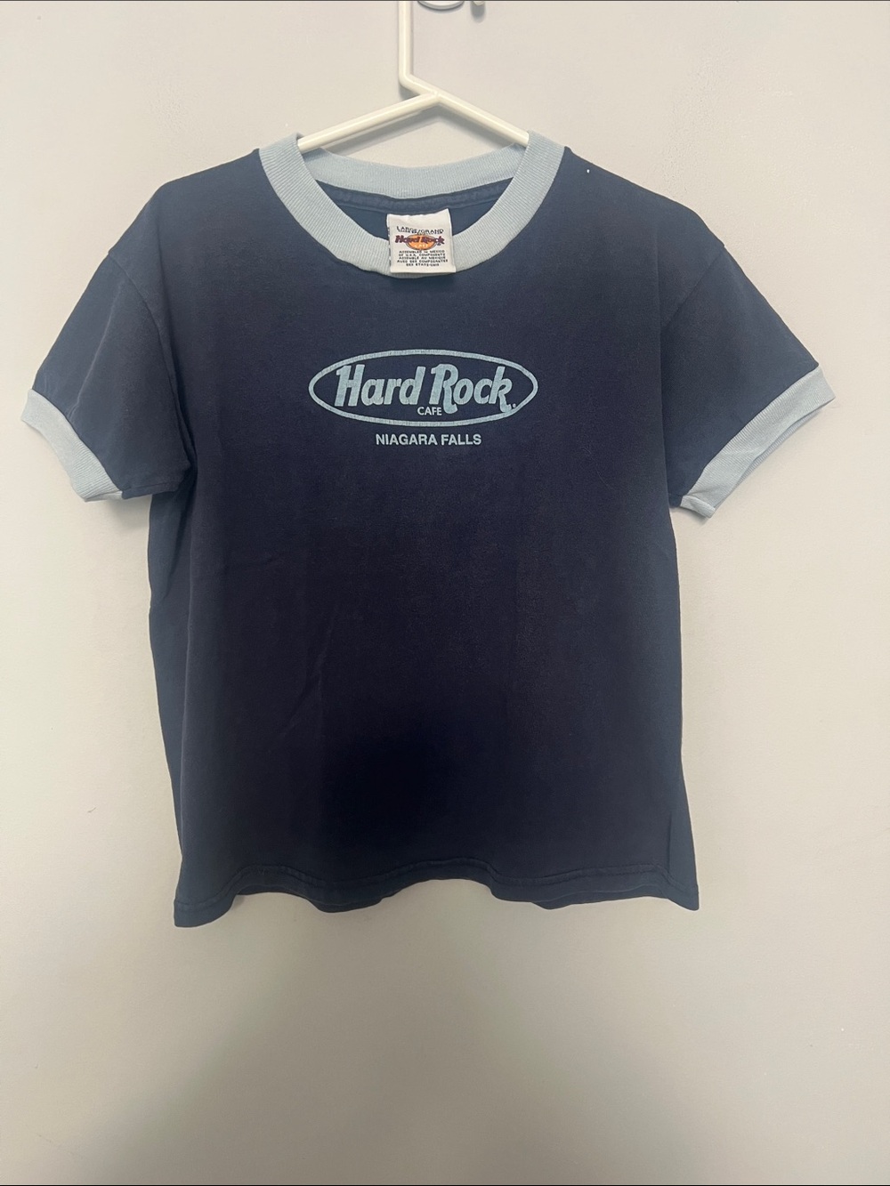 Hard Rock Cafe Navy Tee with Light Blue Trim - Kids Short Sleeve